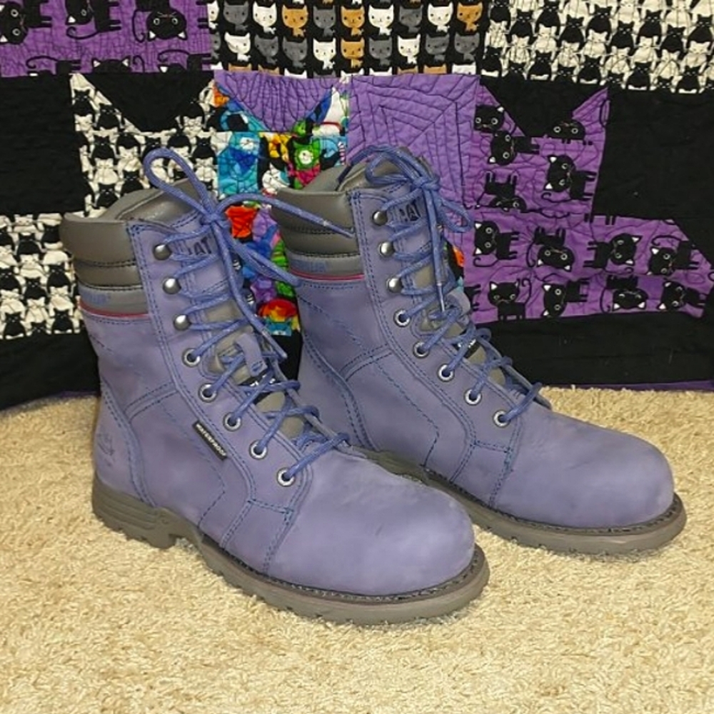 CAT Caterpillar Echo Women's Steel Toe Boot EUC Marlin Blue